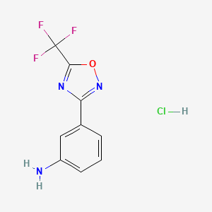molecular formula C9H7ClF3N3O B2803974 3-[5-(Trifluoromethyl)-1,2,4-oxadiazol-3-yl]aniline hydrochloride CAS No. 1803599-82-7