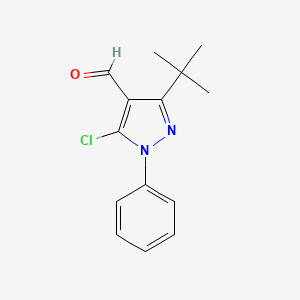 molecular formula C14H15ClN2O B2803977 3-叔丁基-5-氯-1-苯基-1H-吡唑-4-甲醛 CAS No. 136506-63-3