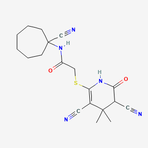 N-(1-cyanocycloheptyl)-2-[(3,5-dicyano-4,4-dimethyl-6-oxo-1,4,5,6-tetrahydropyridin-2-yl)sulfanyl]acetamide