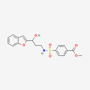 molecular formula C19H19NO6S B2803992 methyl 4-(N-(3-(benzofuran-2-yl)-3-hydroxypropyl)sulfamoyl)benzoate CAS No. 1448128-85-5