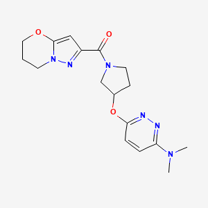 molecular formula C17H22N6O3 B2803993 (6,7-二氢-5H-吡唑并[5,1-b][1,3]噁嗪-2-基)(3-((6-(二甲基氨基)吡啶-3-基)氧基)吡咯烷-1-基)甲酮 CAS No. 2034479-45-1