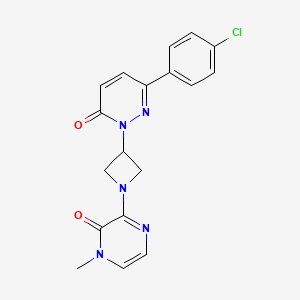 molecular formula C18H16ClN5O2 B2804005 6-(4-Chlorophenyl)-2-[1-(4-methyl-3-oxopyrazin-2-yl)azetidin-3-yl]pyridazin-3-one CAS No. 2380080-02-2