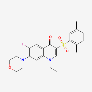 molecular formula C23H25FN2O4S B2804012 3-((2,5-dimethylphenyl)sulfonyl)-1-ethyl-6-fluoro-7-morpholinoquinolin-4(1H)-one CAS No. 892780-72-2