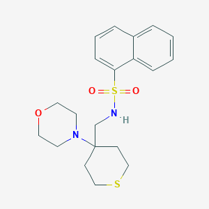 molecular formula C20H26N2O3S2 B2804014 N-[(4-Morpholin-4-ylthian-4-yl)methyl]naphthalene-1-sulfonamide CAS No. 2380183-98-0