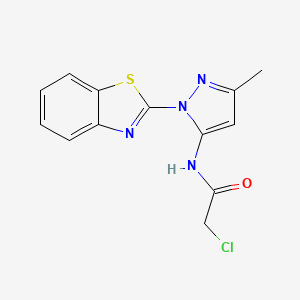 molecular formula C13H11ClN4OS B2804015 N-[2-(1,3-benzothiazol-2-yl)-5-methylpyrazol-3-yl]-2-chloroacetamide CAS No. 381166-06-9