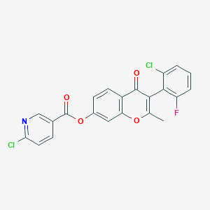 [3-(2-Chloro-6-fluorophenyl)-2-methyl-4-oxochromen-7-yl] 6-chloropyridine-3-carboxylate