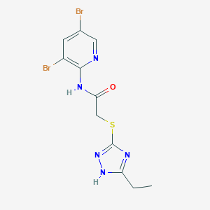 molecular formula C11H11Br2N5OS B280403 N-(3,5-dibromo-2-pyridinyl)-2-[(5-ethyl-4H-1,2,4-triazol-3-yl)sulfanyl]acetamide 
