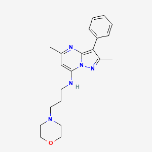 molecular formula C21H27N5O B2804030 2,5-dimethyl-N-[3-(morpholin-4-yl)propyl]-3-phenylpyrazolo[1,5-a]pyrimidin-7-amine CAS No. 862208-22-8