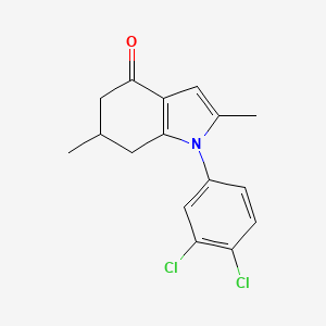 molecular formula C16H15Cl2NO B2804031 1-(3,4-Dichlorophenyl)-2,6-dimethyl-5,6,7-trihydroindol-4-one CAS No. 1024229-67-1