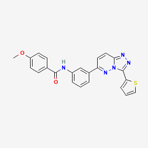 4-methoxy-N-(3-(3-(thiophen-2-yl)-[1,2,4]triazolo[4,3-b]pyridazin-6-yl)phenyl)benzamide