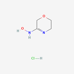molecular formula C4H9ClN2O2 B2804054 N-(5,6-Dihydro-2H-1,4-oxazin-3-yl)hydroxylamine hydrochloride CAS No. 2171883-37-5