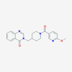 molecular formula C21H22N4O3 B2804069 3-[[1-(6-Methoxypyridine-3-carbonyl)piperidin-4-yl]methyl]quinazolin-4-one CAS No. 2380096-35-3