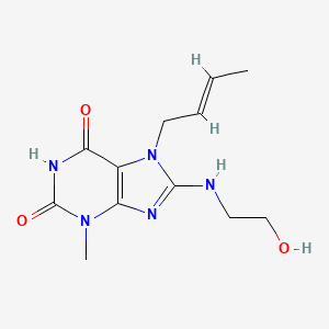 molecular formula C12H17N5O3 B2804087 7-[(E)-but-2-enyl]-8-(2-hydroxyethylamino)-3-methylpurine-2,6-dione CAS No. 333768-88-0