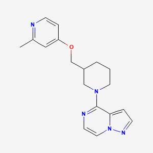 molecular formula C18H21N5O B2804088 4-[3-[(2-Methylpyridin-4-yl)oxymethyl]piperidin-1-yl]pyrazolo[1,5-a]pyrazine CAS No. 2380095-72-5