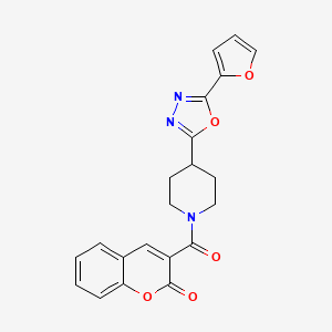 3-(4-(5-(furan-2-yl)-1,3,4-oxadiazol-2-yl)piperidine-1-carbonyl)-2H-chromen-2-one