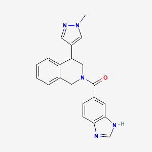 molecular formula C21H19N5O B2804117 (1H-benzo[d]imidazol-5-yl)(4-(1-methyl-1H-pyrazol-4-yl)-3,4-dihydroisoquinolin-2(1H)-yl)methanone CAS No. 2034566-53-3