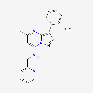 molecular formula C21H21N5O B2804119 3-(2-甲氧基苯基)-2,5-二甲基-N-(吡啶-2-基甲基)吡唑并[1,5-a]嘧啶-7-胺 CAS No. 879575-97-0