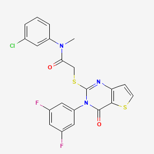 molecular formula C21H14ClF2N3O2S2 B2804126 N-(3-chlorophenyl)-2-{[3-(3,5-difluorophenyl)-4-oxo-3,4-dihydrothieno[3,2-d]pyrimidin-2-yl]sulfanyl}-N-methylacetamide CAS No. 1260942-16-2