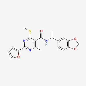 N-[1-(2H-1,3-benzodioxol-5-yl)ethyl]-2-(furan-2-yl)-4-methyl-6-(methylsulfanyl)pyrimidine-5-carboxamide