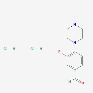 molecular formula C12H17Cl2FN2O B2804134 3-Fluoro-4-(4-methylpiperazin-1-yl)benzaldehyde;dihydrochloride CAS No. 2470440-80-1