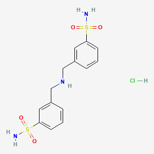 molecular formula C14H18ClN3O4S2 B2804139 3-({[(3-Sulfamoylphenyl)methyl]amino}methyl)benzene-1-sulfonamide hydrochloride CAS No. 857003-86-2