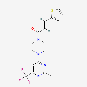 (E)-1-(4-(2-methyl-6-(trifluoromethyl)pyrimidin-4-yl)piperazin-1-yl)-3-(thiophen-2-yl)prop-2-en-1-one