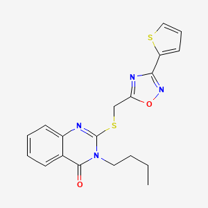 molecular formula C19H18N4O2S2 B2804141 3-Butyl-2-[(3-thiophen-2-yl-1,2,4-oxadiazol-5-yl)methylsulfanyl]quinazolin-4-one CAS No. 946215-34-5