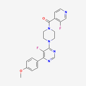 molecular formula C21H19F2N5O2 B2804154 [4-[5-Fluoro-6-(4-methoxyphenyl)pyrimidin-4-yl]piperazin-1-yl]-(3-fluoropyridin-4-yl)methanone CAS No. 2380183-34-4
