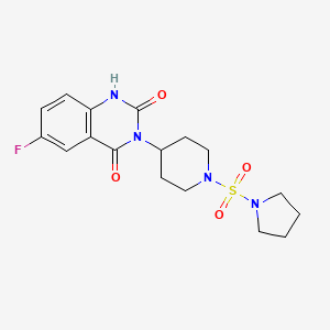 molecular formula C17H21FN4O4S B2804156 6-fluoro-3-(1-(pyrrolidin-1-ylsulfonyl)piperidin-4-yl)quinazoline-2,4(1H,3H)-dione CAS No. 1903683-60-2
