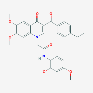 molecular formula C30H30N2O7 B2804157 N-(2,4-dimethoxyphenyl)-2-[3-(4-ethylbenzoyl)-6,7-dimethoxy-4-oxoquinolin-1-yl]acetamide CAS No. 866590-43-4