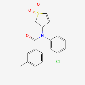 molecular formula C19H18ClNO3S B2804161 N-(3-chlorophenyl)-N-(1,1-dioxido-2,3-dihydrothiophen-3-yl)-3,4-dimethylbenzamide CAS No. 863007-73-2