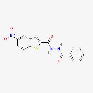 molecular formula C16H11N3O4S B2804170 N'-benzoyl-5-nitro-1-benzothiophene-2-carbohydrazide CAS No. 448240-46-8