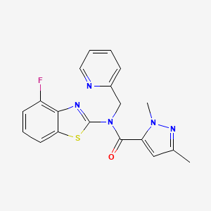 molecular formula C19H16FN5OS B2804171 N-(4-fluorobenzo[d]thiazol-2-yl)-1,3-dimethyl-N-(pyridin-2-ylmethyl)-1H-pyrazole-5-carboxamide CAS No. 1013808-99-5