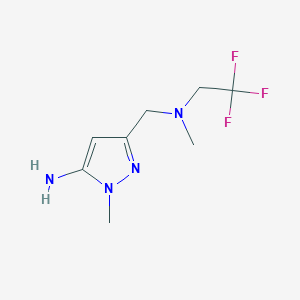 molecular formula C8H13F3N4 B2804180 1-methyl-3-{[methyl(2,2,2-trifluoroethyl)amino]methyl}-1H-pyrazol-5-amine CAS No. 1856093-48-5