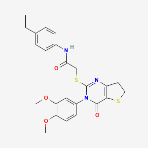 molecular formula C24H25N3O4S2 B2804186 2-((3-(3,4-dimethoxyphenyl)-4-oxo-3,4,6,7-tetrahydrothieno[3,2-d]pyrimidin-2-yl)thio)-N-(4-ethylphenyl)acetamide CAS No. 877655-80-6