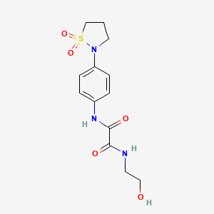 molecular formula C13H17N3O5S B2804192 N1-(4-(1,1-dioxidoisothiazolidin-2-yl)phenyl)-N2-(2-hydroxyethyl)oxalamide CAS No. 1105245-73-5