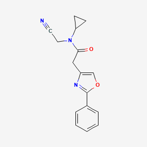 molecular formula C16H15N3O2 B2804216 N-(cyanomethyl)-N-cyclopropyl-2-(2-phenyl-1,3-oxazol-4-yl)acetamide CAS No. 1252303-79-9