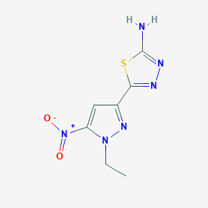 molecular formula C7H8N6O2S B2804218 5-(1-Ethyl-5-nitropyrazol-3-yl)-1,3,4-thiadiazol-2-amine CAS No. 1946817-75-9