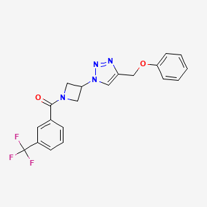 molecular formula C20H17F3N4O2 B2804223 (3-(4-(苯氧甲基)-1H-1,2,3-三唑-1-基)氮杂环丁烷-1-基)(3-(三氟甲基)苯基)甲酮 CAS No. 2034340-13-9