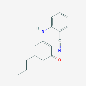 molecular formula C16H18N2O B2804230 2-((3-羰基-5-丙基环己-1-烯基)氨基)苯甲腈 CAS No. 1022331-94-7