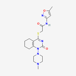 molecular formula C19H26N6O3S B2804231 N-(5-methylisoxazol-3-yl)-2-((1-(4-methylpiperazin-1-yl)-2-oxo-1,2,5,6,7,8-hexahydroquinazolin-4-yl)thio)acetamide CAS No. 899993-16-9