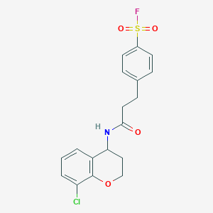 molecular formula C18H17ClFNO4S B2804249 4-[3-[(8-Chloro-3,4-dihydro-2H-chromen-4-yl)amino]-3-oxopropyl]benzenesulfonyl fluoride CAS No. 2248997-02-4