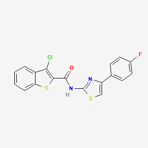 molecular formula C18H10ClFN2OS2 B2804250 3-chloro-N-[4-(4-fluorophenyl)-1,3-thiazol-2-yl]-1-benzothiophene-2-carboxamide CAS No. 313395-91-4