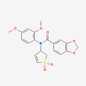 molecular formula C20H19NO7S B2804253 N-(2,4-dimethoxyphenyl)-N-(1,1-dioxido-2,3-dihydrothiophen-3-yl)benzo[d][1,3]dioxole-5-carboxamide CAS No. 863023-16-9