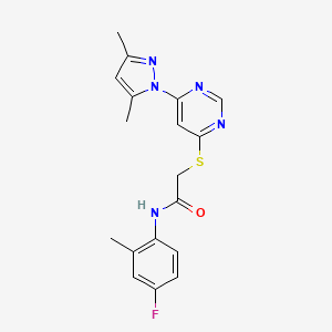 2-((6-(3,5-dimethyl-1H-pyrazol-1-yl)pyrimidin-4-yl)thio)-N-(4-fluoro-2-methylphenyl)acetamide