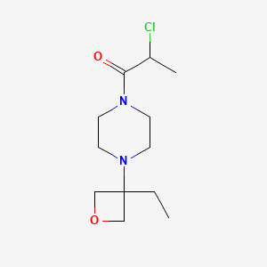 molecular formula C12H21ClN2O2 B2804261 2-Chloro-1-[4-(3-ethyloxetan-3-yl)piperazin-1-yl]propan-1-one CAS No. 2411217-47-3