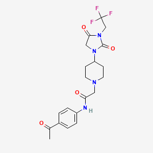 molecular formula C20H23F3N4O4 B2804264 N-(4-acetylphenyl)-2-{4-[2,4-dioxo-3-(2,2,2-trifluoroethyl)imidazolidin-1-yl]piperidin-1-yl}acetamide CAS No. 2097924-99-5