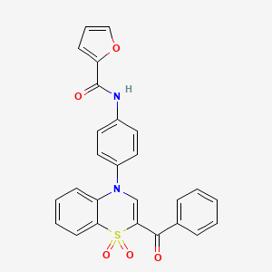 molecular formula C26H18N2O5S B2804266 N-[4-(2-苯甲酰-1,1-二氧代-4H-1,4-苯并噻嗪-4-基)苯基]-2-呋酰胺 CAS No. 1114658-40-0
