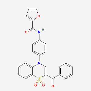 molecular formula C26H18N2O5S B2804266 N-[4-(2-benzoyl-1,1-dioxido-4H-1,4-benzothiazin-4-yl)phenyl]-2-furamide CAS No. 1114658-40-0