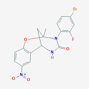 molecular formula C17H13BrFN3O4 B2804269 3-(4-bromo-2-fluorophenyl)-2-methyl-8-nitro-2,3,5,6-tetrahydro-4H-2,6-methano-1,3,5-benzoxadiazocin-4-one CAS No. 1291852-51-1